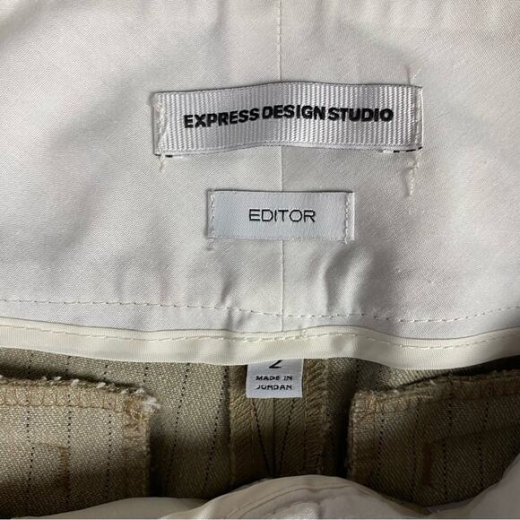 Express Editor Pinstripe Trousers Brown Size 2 - Picture 3 of 6